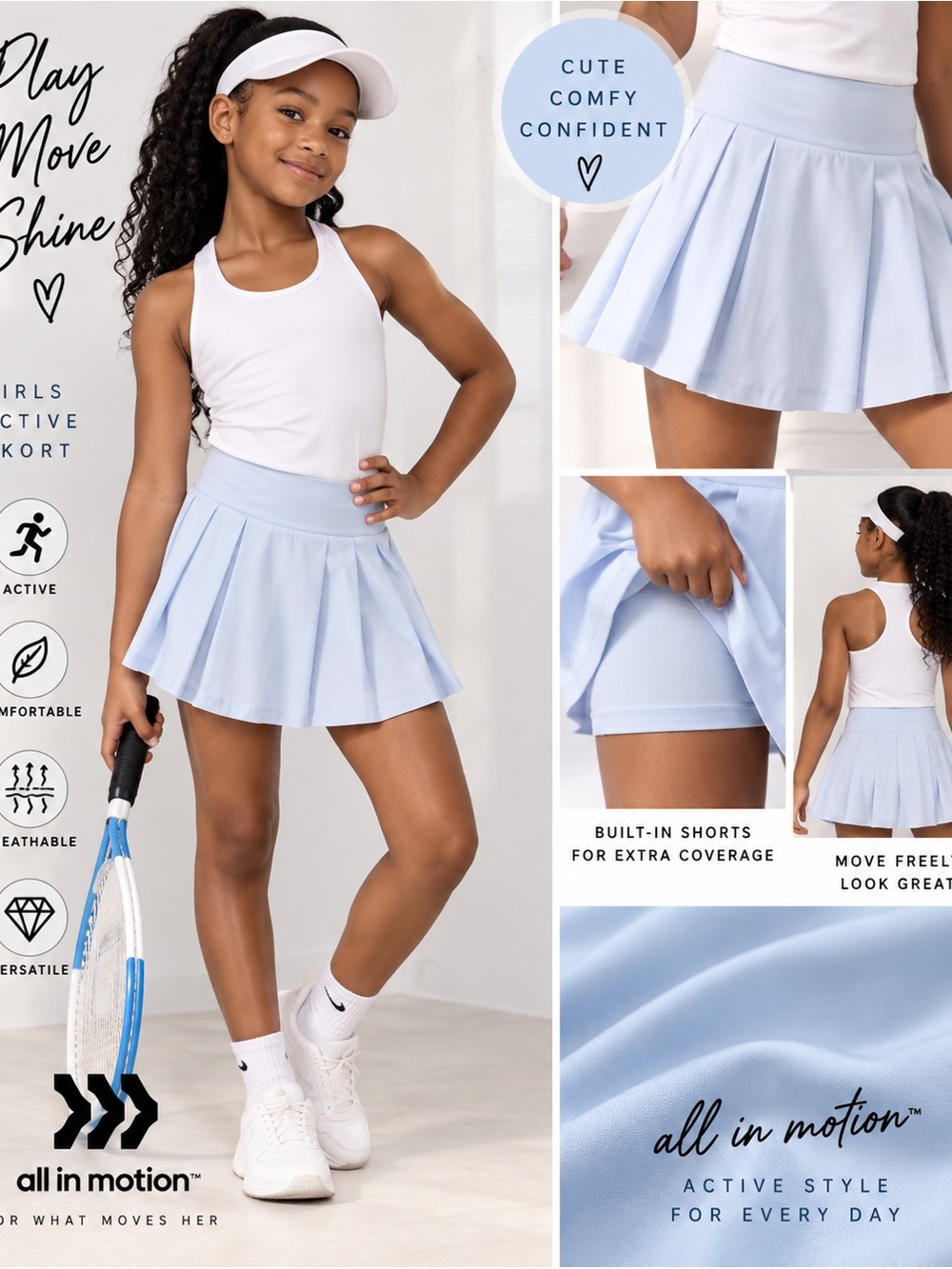 all in motion a light blue Girls Active Skort